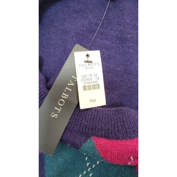 TALBOTS  PETITE WOMEN'S NYLON/LAMBSWOOL BLUE/RED/ ARGYLE  SWEATER SIZE PM  # 303 - Picture 6 of 10
